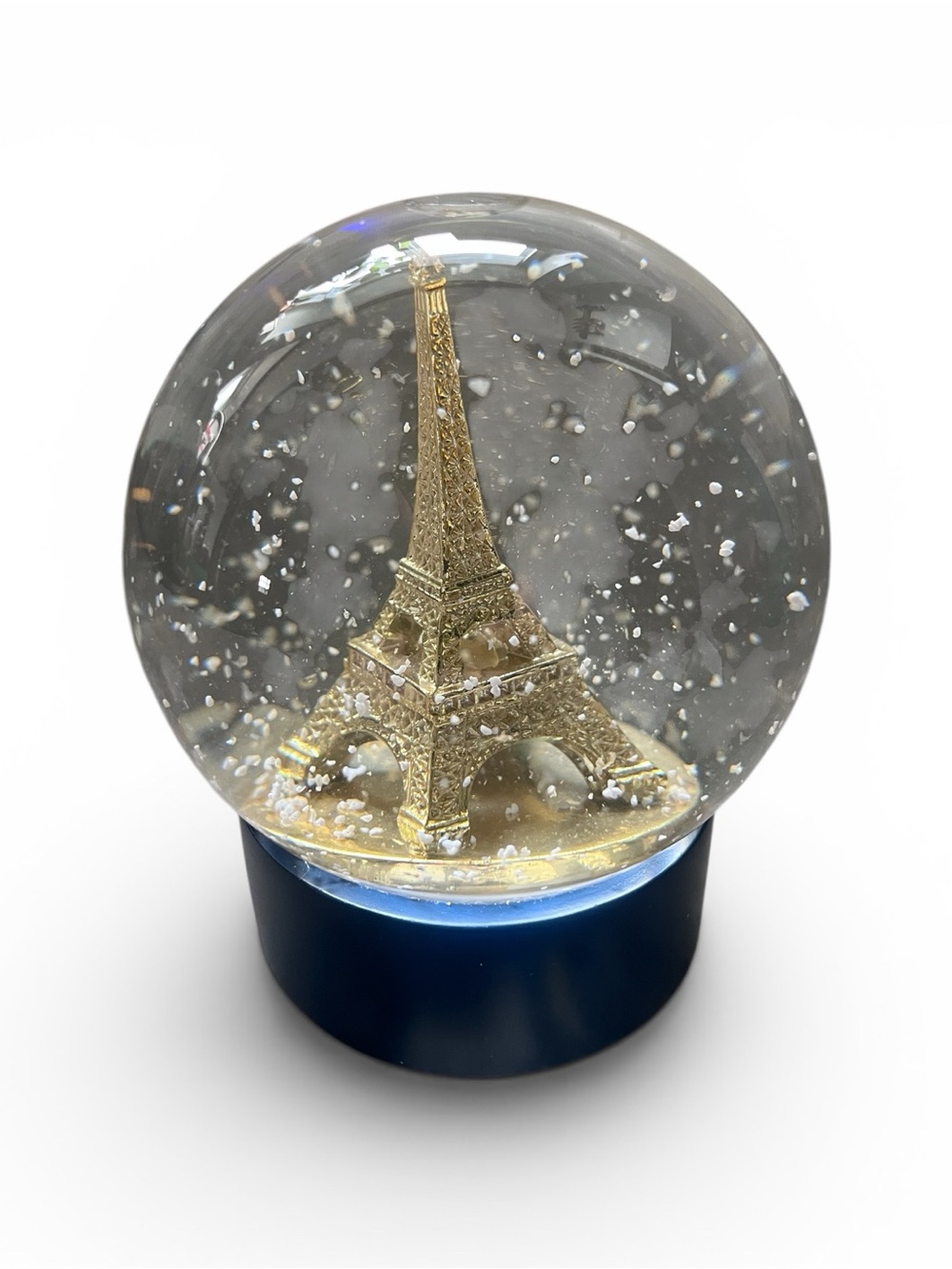 Gold Eiffel Tower Snow Globe - Gold & Blue